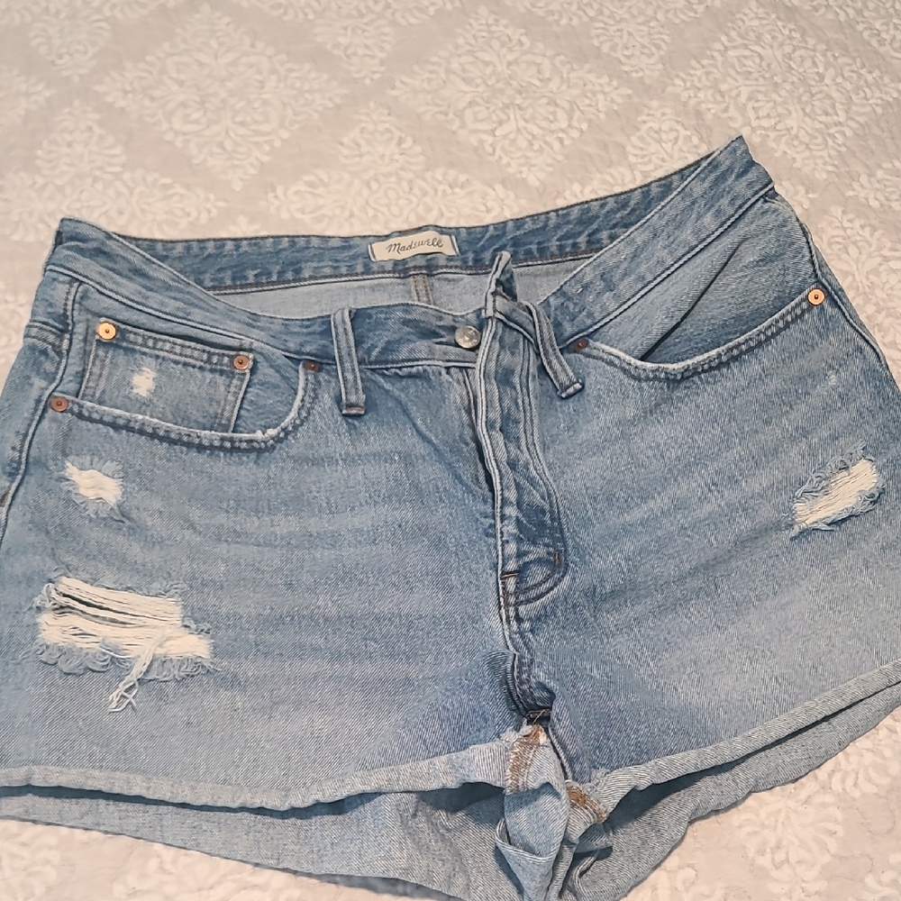 Madewell Light Blue Distressed Jean Shorts